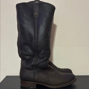 Frye Women's Melissa Button Tall Boots Shearling Lined Brown leather size 9B